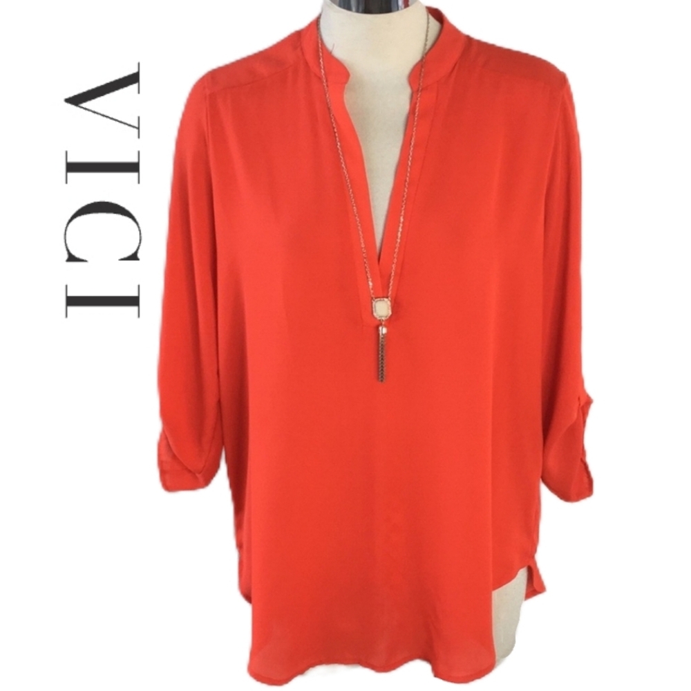 NWOT $48 Vici Collection Lush Red Long Tunic Dress Blouse Top